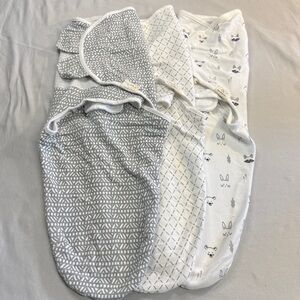 🐥 Keababies - Set of 3 - Grey and White Baby Swaddle Blankets
